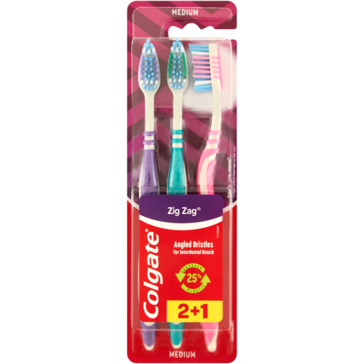 Colgate Zig Zag Medium Toothbrushes 3 Pack