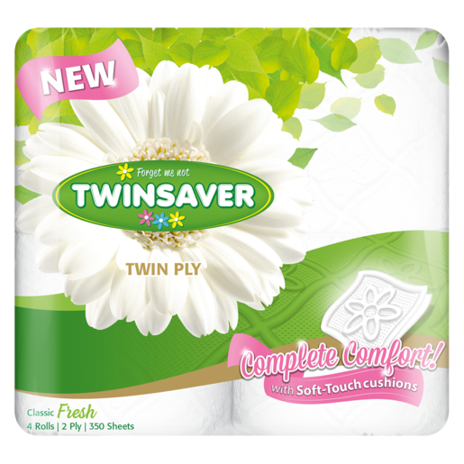 Twinsaver Twin Ply Toilet Rolls White 4 Pack