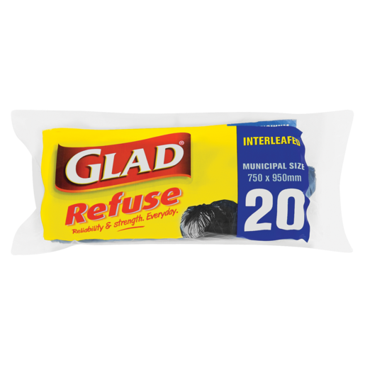 Glad 20 Pack Refuse Bags 750mm x 950mm