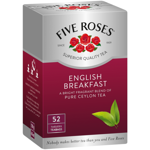 Five Roses Classic English Breakfast Tagless Teabags 52 Pack