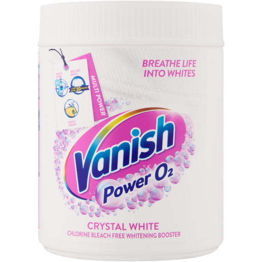 Vanish Power O2 Crystal White Powder Fabric Stain Remover For Whites Tub 400g