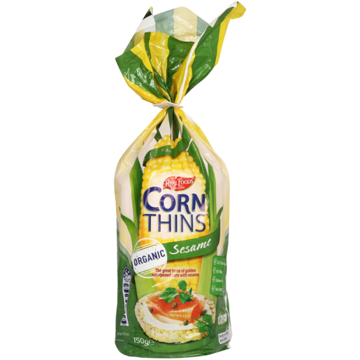 Real Foods Corn Thins Sesame 150g