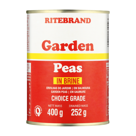 Ritebrand Garden Peas In Brine Can 400g