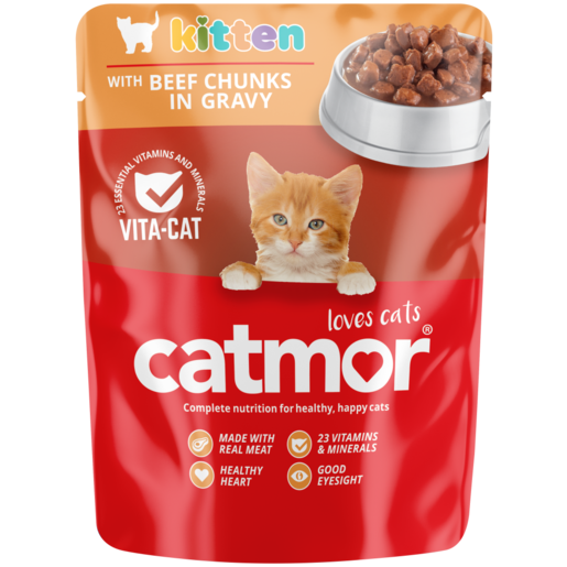 Catmor Beef Chunks In Gravy Kitten Wet Cat Food 70g