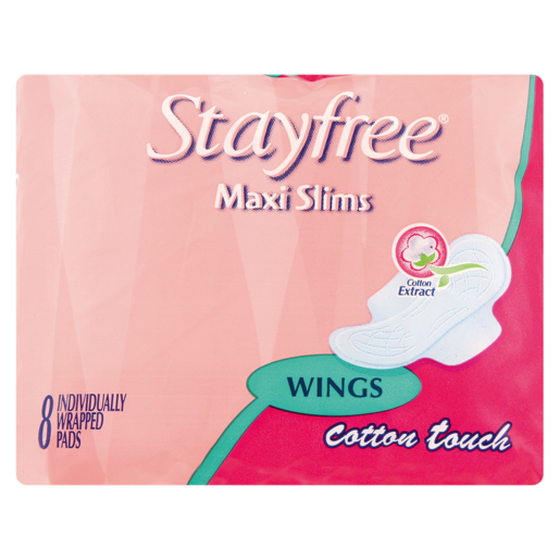 Stayfree Maxi Slim Cotton Winged Pads 8 Pack
