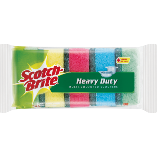 Scotch-Brite Heavy Duty Multi-Coloured Anti Bacterial Scourers 5 Pack
