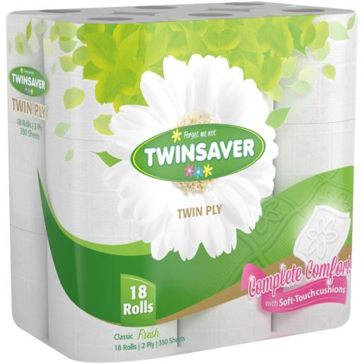 Twinsaver Luxury White Twin Ply Toilet Paper 18 Pack