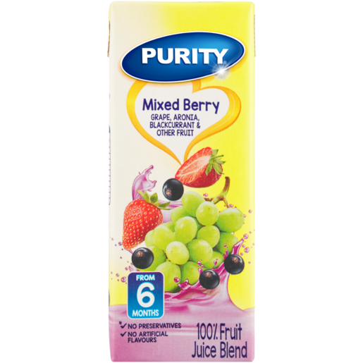 PURITY Mixed Berry, Blackcurrant & Strawberry 100% Fruit Juice Blend 6-36 Months 200ml
