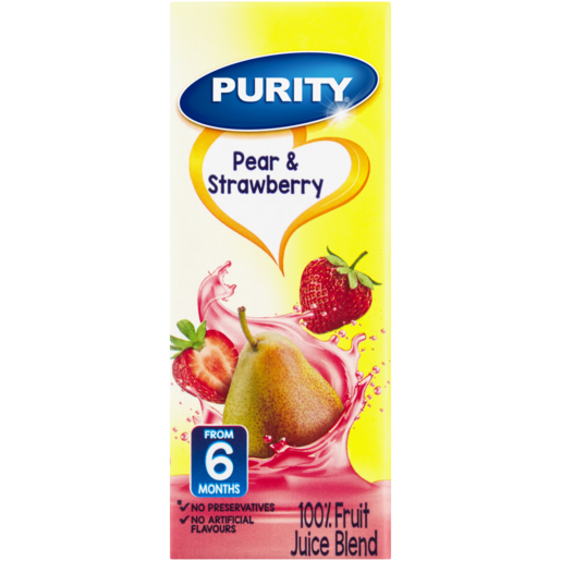 PURITY Pear & Strawberry 100% Fruit Juice Blend 6-36 Months 200ml