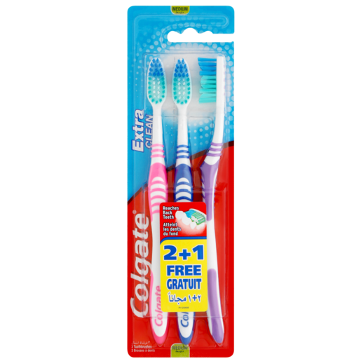 Colgate Extra Clean Medium Toothbrush 3 Pack