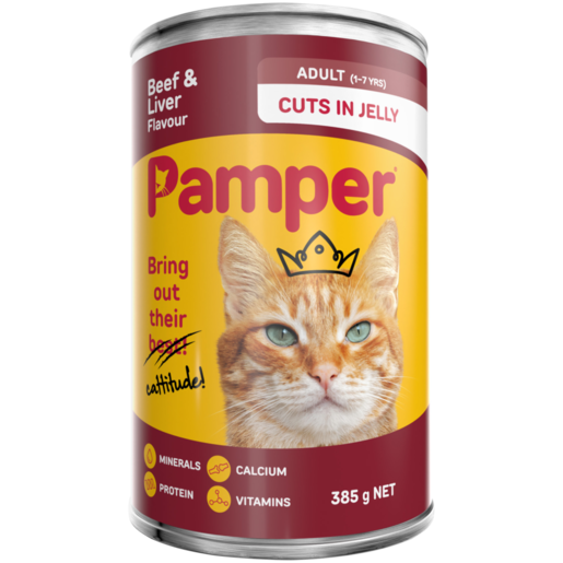 Pamper Cuts In Jelly Beef & Liver Flavoured Cat Food Can 385g
