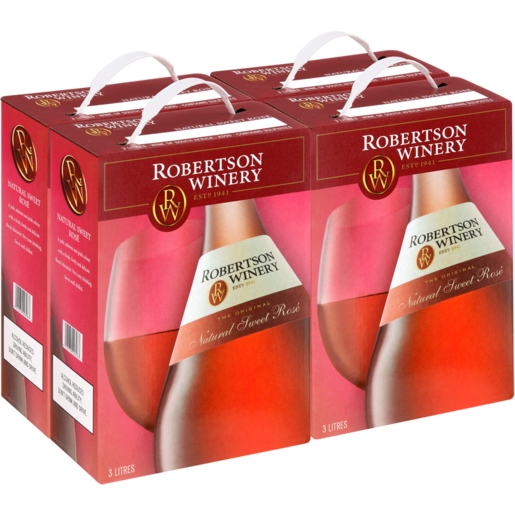 Robertson Winery Slimline Natural Sweet Rosé Wine Boxes 4 x 3L