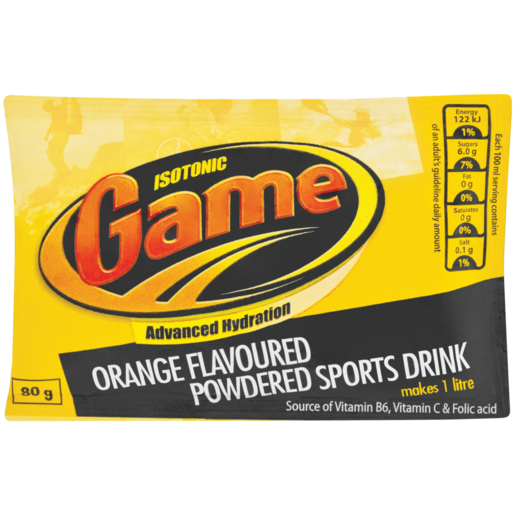 Isotonic Game Powdered Orange Flavoured Sports Drink Sachet 80g
