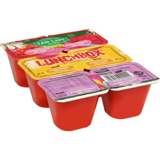 Fair Cape Lunchbox Sweetened Strawberry/Vanilla/Granadilla Yoghurt 6 x 80g
