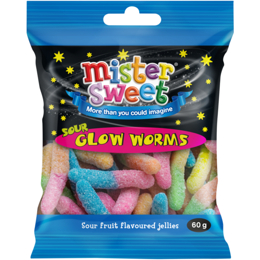 Mister Sweet Sour Glow Worms 60g