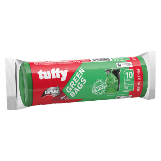 Tuffy 10 Pack Green Bags 750mm x 900mm