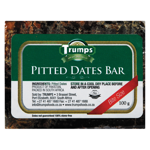 Trumps Pitted Dates Bar 100g