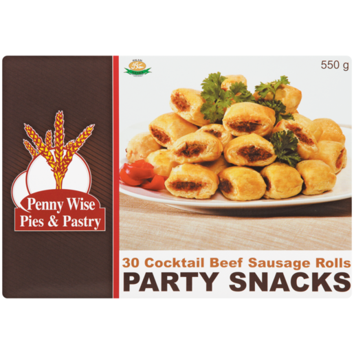 Penny Wise Frozen Cocktail Beef Sausage Rolls Party Snacks 30 Pack