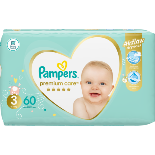 Pampers Premium Care Size 3 6-10kg Diapers 60 Pack