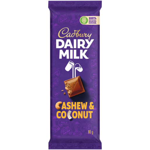Cadbury Dairy Milk Cashew & Coconut Chocolate Slab 80g