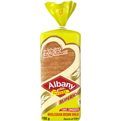 Albany Superior 100% Smooth Wholegrain Sliced Brown Bread Loaf 700g