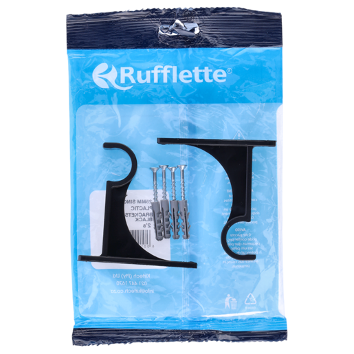 Rufflette Black Plastic Single Bracket 25mm