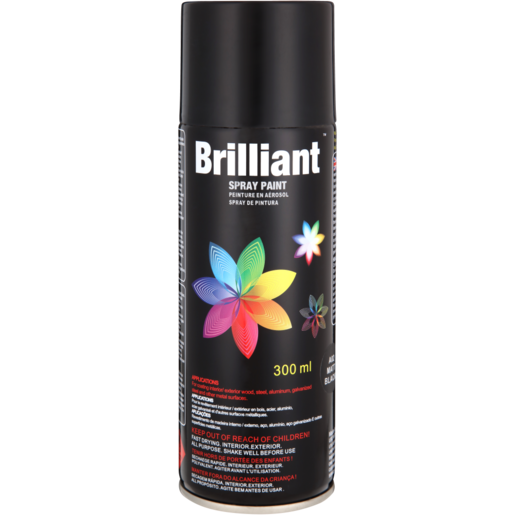 Brilliant Matte Black Spray Paint Can 300ml