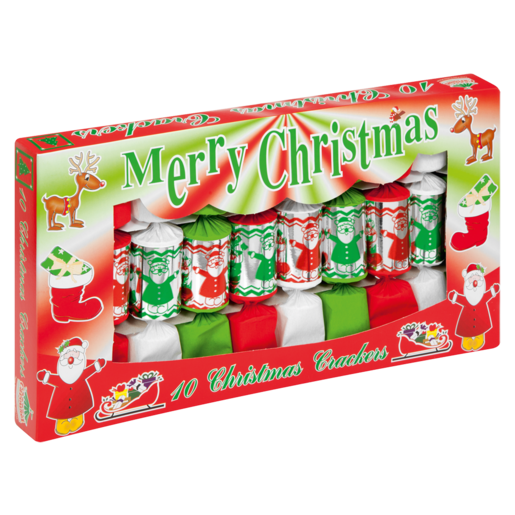 Merry Christmas 25cm Crackers 10 Pack