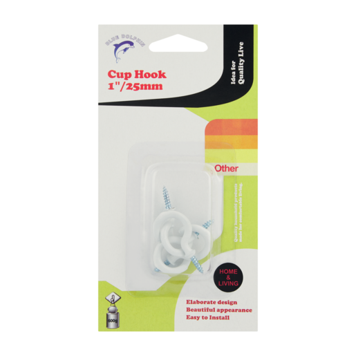Blue Dolphin White Cup Hooks 5 Pack