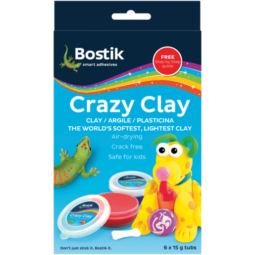 Bostik Multicoloured Crazy Clay Tubs 6 x 15g