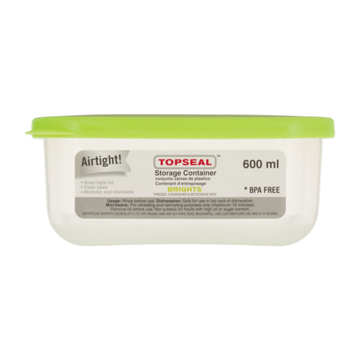 Topseal Brights Storage Container 600ml (Assorted Item - Supplied at Random)