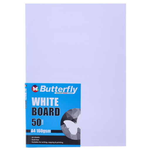 Butterfly Empire A4 White Board 160gsm 50 Pack