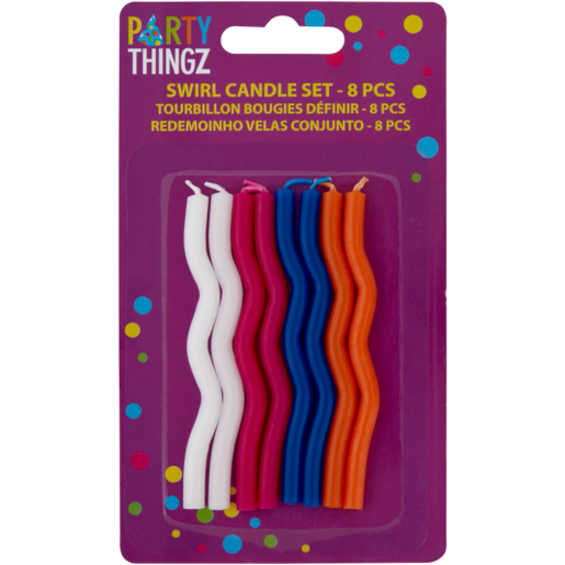 Party Thingz Multicoloured Swirl Cake Candles 8 Pack