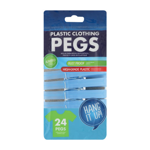 Jumbo Plastic Clothes Pegs 24 Piece (Assorted Item - Supplied at Random)