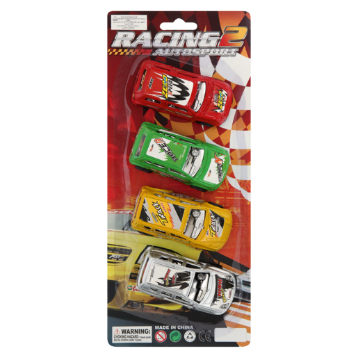 Plastic Racing Car 4 Pack