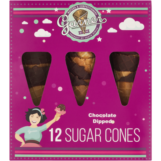 Garner Chocolate Dipped Sugar Cones 12 Pack