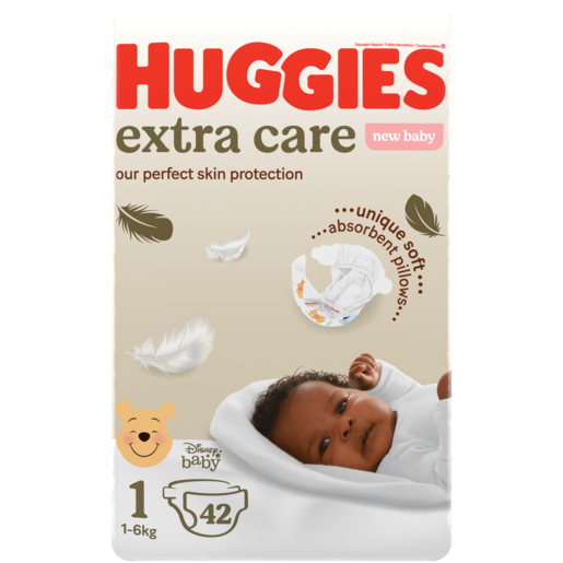 Huggies Extra Care Size 1 New Baby Diapers 42 Pack