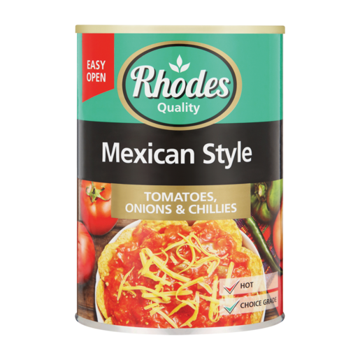 Rhodes Quality Mexican Style Tomatoes, Onions & Chillies 410g Can
