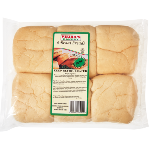 Vieira's Bakery Garlic Braai Breads 6 Pack