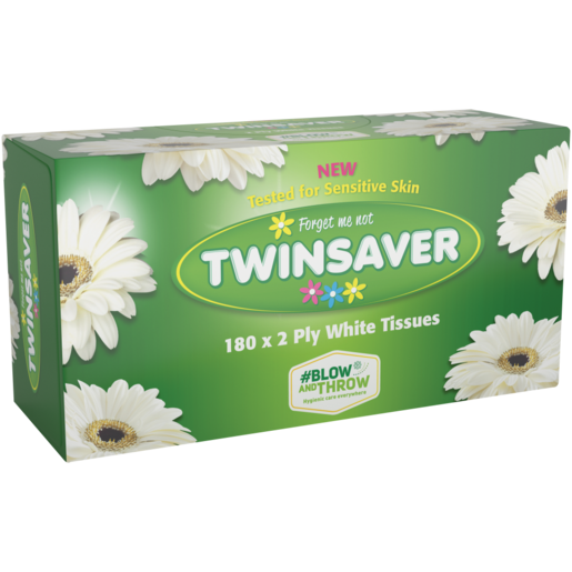 Twinsaver White Facial Tissues 180 Pack