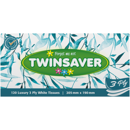 Twinsaver 3 Ply Luxury White Facial Tissues 120 Pack
