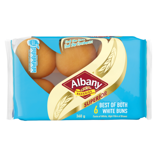 Albany Best Of Both White Buns 6 Pack