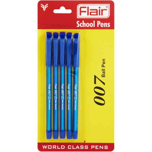 Flar Blue 007 Ballpoint School Pens 5 Pack