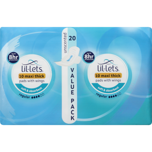 Lil-Lets Unscented Winged Maxi Thick Pads 20 Pack