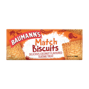 Baumann's Coconut Flavoured Match Biscuits 180g | Biscuits | Biscuits,  Cookies & Cereal Bars | Food Cupboard | Food | Shoprite ZA
