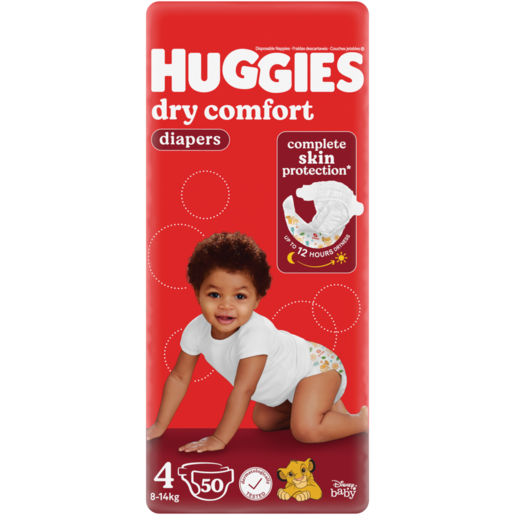Huggies Dry Comfort Size 4 Disposable Nappies 50 Pack