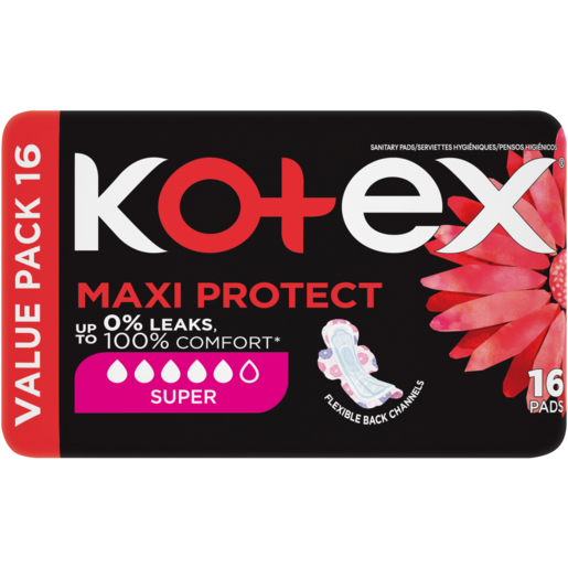 Kotex Maxi Duo Super Sanitary Pads With Wings 16 Pack
