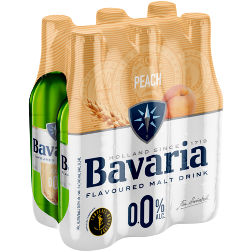 Bavaria Peach Flavoured Non-Alcoholic Malt Drink 6 x 340ml 