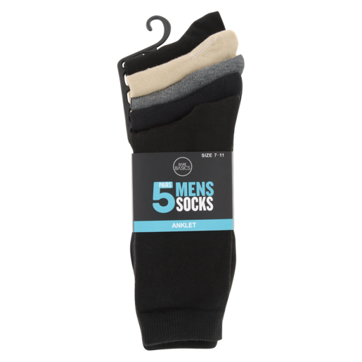 Bare Basic Mens Anklets Socks 5 Pack (Assorted Item - Supplied At Random)