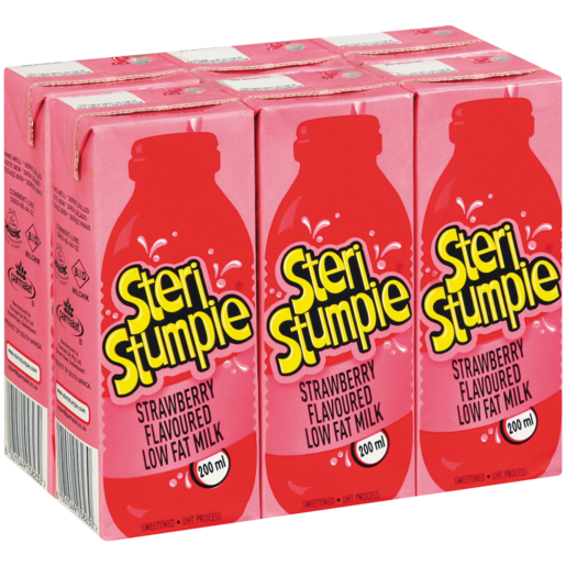 Steri Stumpie Strawberry Flavoured Low Fat Milk 6 x 200ml